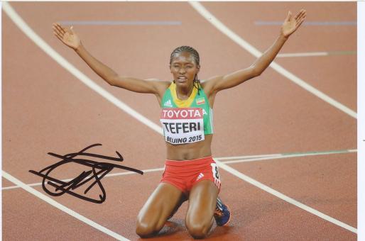 Senbere Teferi  Äthiopien  5000m  2.WM 2015  Leichtathletik Foto original signiert 