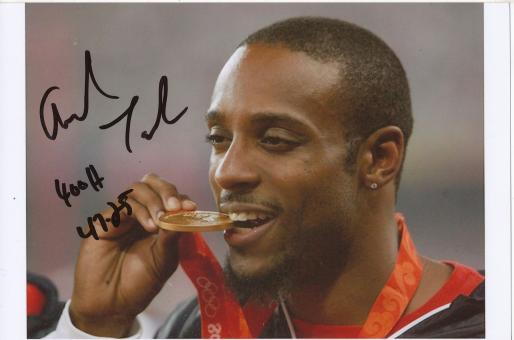 Angelo Taylor  USA   400m Hindernis  1.OS 2008  Leichtathletik Foto original signiert 