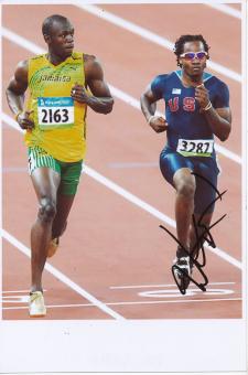 Walter Dix  USA 100m  3.OS 2008  Leichtathletik Foto original signiert 