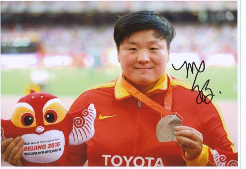 Gong Lijiao  China  Kugel  2.WM 2015  Leichtathletik original signiert 