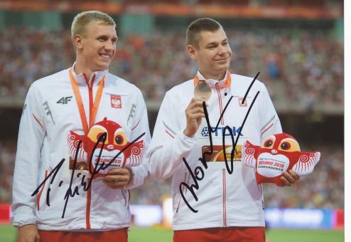 Piotr Lisek + Pawel Wojciechowski  Polen  Stabhochsprung  3. WM 2015   Leichtathletik original signiert 