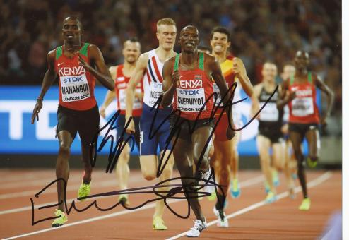 Elijah Montonei Manangoi Kenia + Filip Ingebritsen NOR  1500m  1.+ 3.WM 2017  Leichtathletik original signiert 