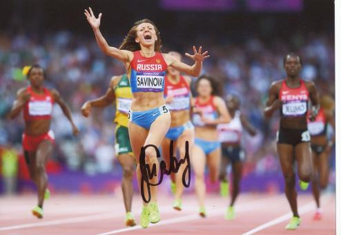 Marija Sawinowa  Rußland  800m  OS  2012  Leichtathletik original signiert 