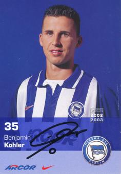 Benjamin Köhler  2002/2003  Hertha BSC Berlin Fußball Autogrammkarte original signiert 