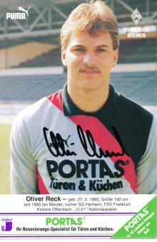 Oliver Reck  1986/87  SV Werder Bremen Fußball Autogrammkarte original signiert 