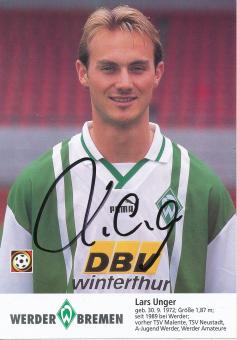 Lars Unger  1996/97  SV Werder Bremen Fußball Autogrammkarte original signiert 