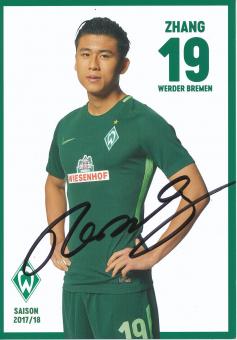 Yuning Zhang  2017/2018   SV Werder Bremen Fußball Autogrammkarte original signiert 