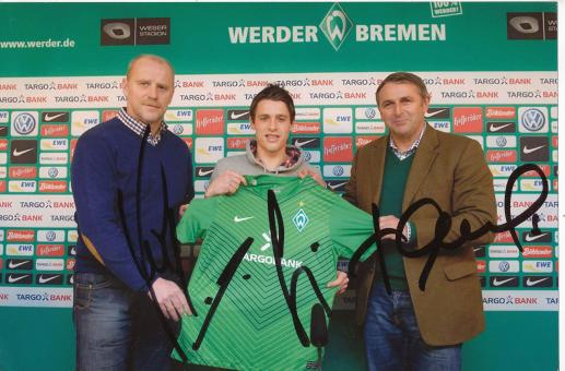 Zlatko Junuzovic & Thomas Schaaf & Klaus Allofs   SV Werder Bremen Fußball Foto original signiert 
