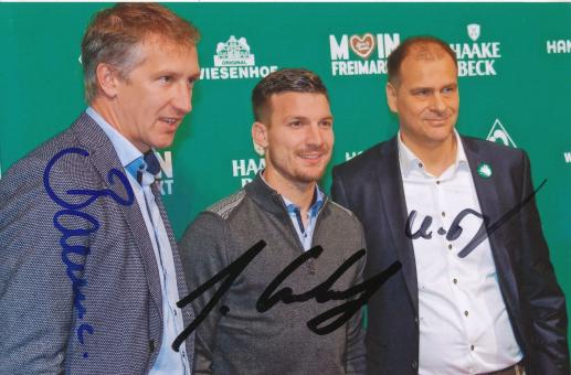 Frank Baumann & Klaus Filbry   SV Werder Bremen Fußball Foto original signiert 