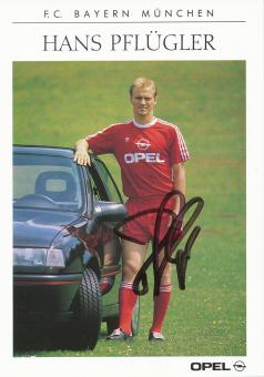 Hans Pflügler 1989/1990 FC Bayern München Fußball Autogrammkarte original signiert 