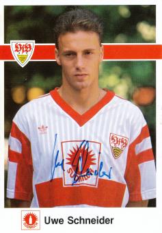 Uwe Schneider  1990/1991  VFB Stuttgart  Fußball Autogrammkarte original signiert 