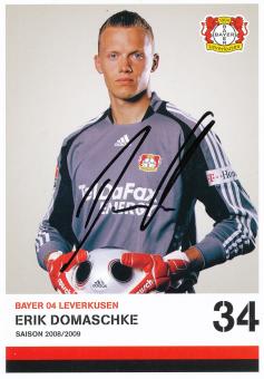 Erik Domaschke  2008/2009  Bayer 04 Leverkusen Fußball Autogrammkarte original signiert 
