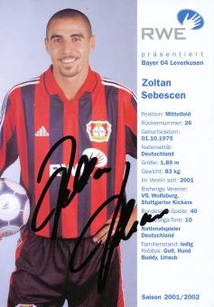 Zoltan Sebescen  2001/2002  Bayer 04 Leverkusen Fußball Autogrammkarte original signiert 