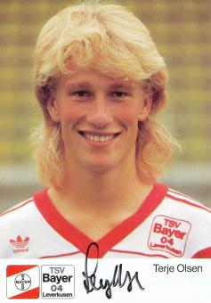 Terje Olsen  1.8.1989  Bayer 04 Leverkusen Fußball Autogrammkarte original signiert 