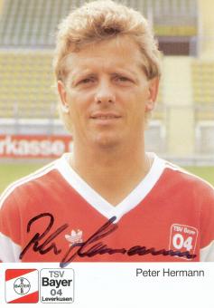 Peter Hermann  1.8.1989  Bayer 04 Leverkusen Fußball Autogrammkarte original signiert 