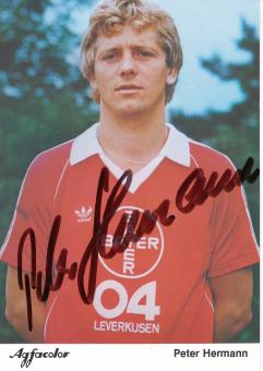 Peter Hermann  Bayer 04 Leverkusen Fußball Autogrammkarte Druck signiert 