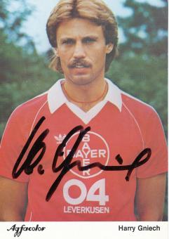 Harry Gniech  Bayer 04 Leverkusen Fußball Autogrammkarte Druck signiert 