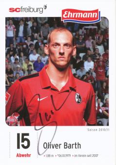 Oliver Barth  2010/2011  SC Freiburg Fußball Autogrammkarte original signiert 