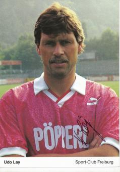 Udo Lay  1989/1990  SC Freiburg Fußball Autogrammkarte original signiert 