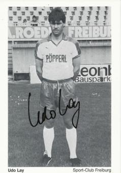 Udo Lay   1985/1986  SC Freiburg Fußball Autogrammkarte original signiert 