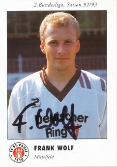 Frank Wolf  1992/1993  FC St.Pauli  Fußball Autogrammkarte original signiert 