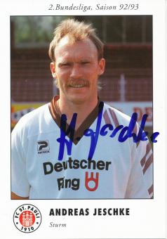 Andreas Jeschke  1992/1993  FC St.Pauli  Fußball Autogrammkarte original signiert 