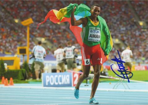 Mohammed Aman  Äthiopien 800m 1.WM 2013 Leichtathletik Foto original signiert 