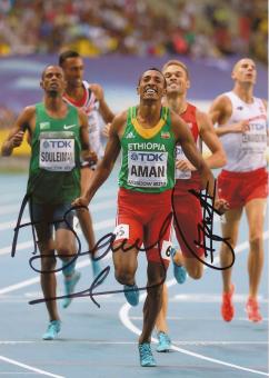 Mohammed Aman ETH  & Ayanleh Souleiman DJI  800m WM 2013 Leichtathletik Foto original signiert 