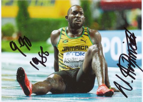 Nickel Ashmeade  Jamaika 4x100m 1.WM 2013 Leichtathletik Foto original signiert 