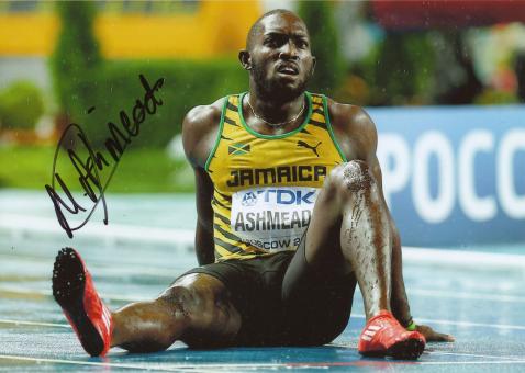 Nickel Ashmeade  Jamaika 4x100m 1.WM 2013 Leichtathletik Foto original signiert 