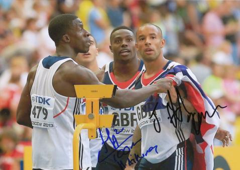 Aikines-Aryeetey & James Ellington  GBR  4x100m WM 2013 Leichtathletik Foto original signiert 
