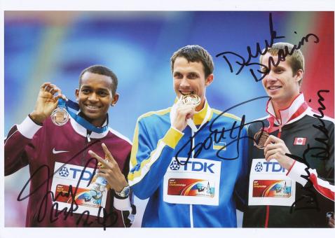 Bondarenko & Barshim & Drouin Hochsprung WM 2013 Leichtathletik Foto original signiert 