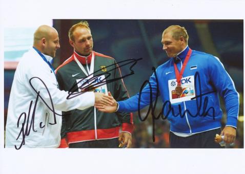 Harting & Malachowski & Kanter  Diskus  WM 2013 Leichtathletik Foto original signiert 