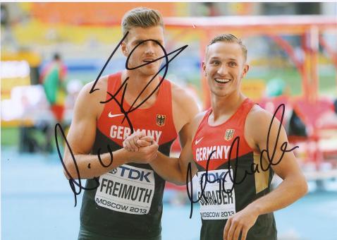 Michael Schrader & Rico Freimuth Zehnkampf  WM 2013 Leichtathletik Foto original signiert 