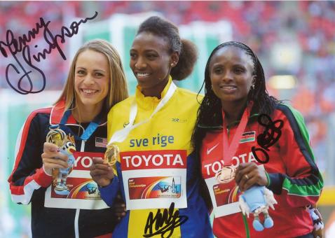 Aregawi & Simpson & Obiri  1500m WM 2013 Leichtathletik Foto original signiert 