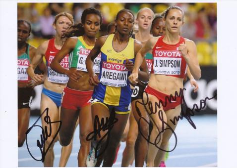 Aregawi & Simpson & Dibaba 1500m WM 2013 Leichtathletik Foto original signiert 