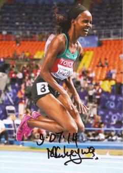 Milcah Chemos Cheywa  Kenia WM 2013 Leichtathletik Foto original signiert 