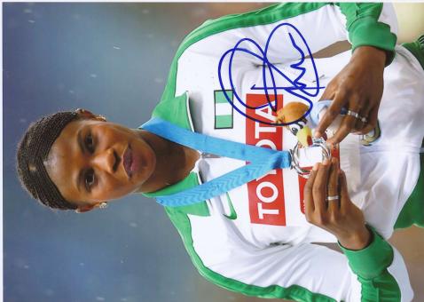 Blessing Okagbare  Nigeria  Weitsprung 2.WM 2013 Leichtathletik Foto original signiert 