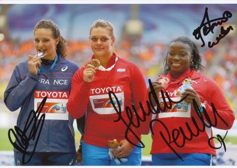 Perkovic & Michon & Barrios  Diskus  WM 2013 Leichtathletik Foto original signiert 