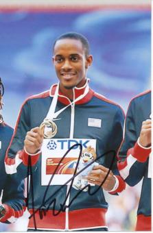 Tony McQuay  USA  400m  2.WM 2013 Leichtathletik Foto original signiert 