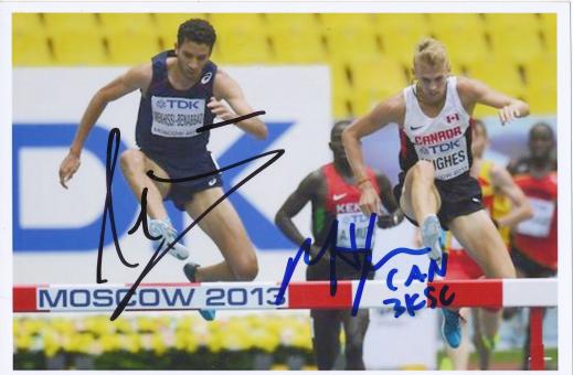 Mahiedine Mekhissi Benabbad & Matthew Hughes  3000m Hindernis  WM 2013 Leichtathletik Foto original signiert 