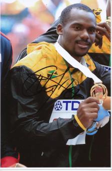 Nesta Carter  Jamaika  4x100m   1.WM 2013 Leichtathletik Foto original signiert 
