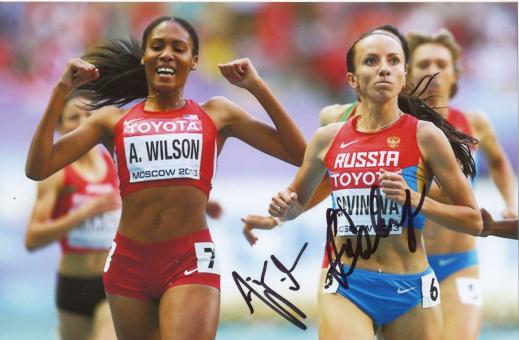 Ajee Wilson & Marija Sawinowa   800m WM 2013 Leichtathletik Foto original signiert 