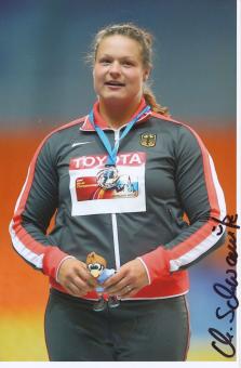 Christina Schwanitz  Kugelstoßen  WM 2013 Leichtathletik Foto original signiert 