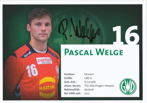 Pascal Welge   GWD Minden  Handball Autogrammkarte original signiert 