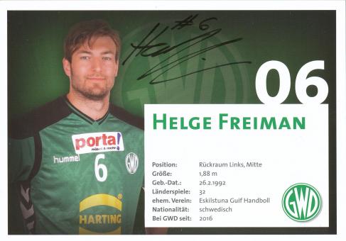 Helge Freiman   GWD Minden  Handball Autogrammkarte original signiert 