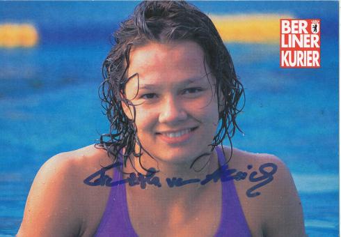 Franziska van Almsick   Schwimmen  Autogrammkarte original signiert 