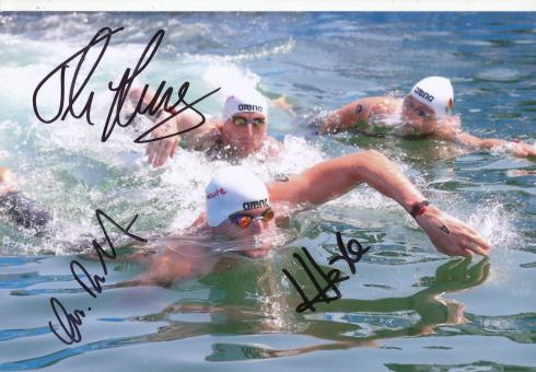 Isabelle Haerle & Christian Reichert & Thomas Lurz  Schwimmen  Autogramm Foto original signiert 