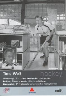 Timo Weß  Hockey  Autogrammkarte  original signiert 