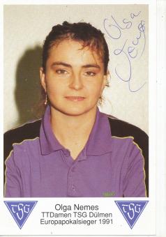 Olga Nemes  Tischtennis  Autogrammkarte  original signiert 